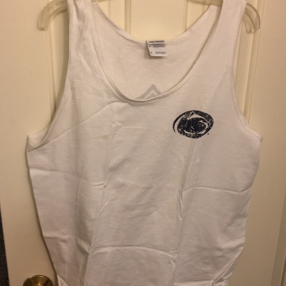 Penn State M white tank top Blue letters